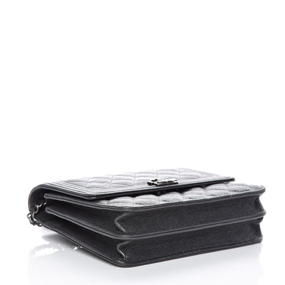 Chanel Caviar Quilted Square Boy Wallet On Chain WOC Charcoal 4 of 11