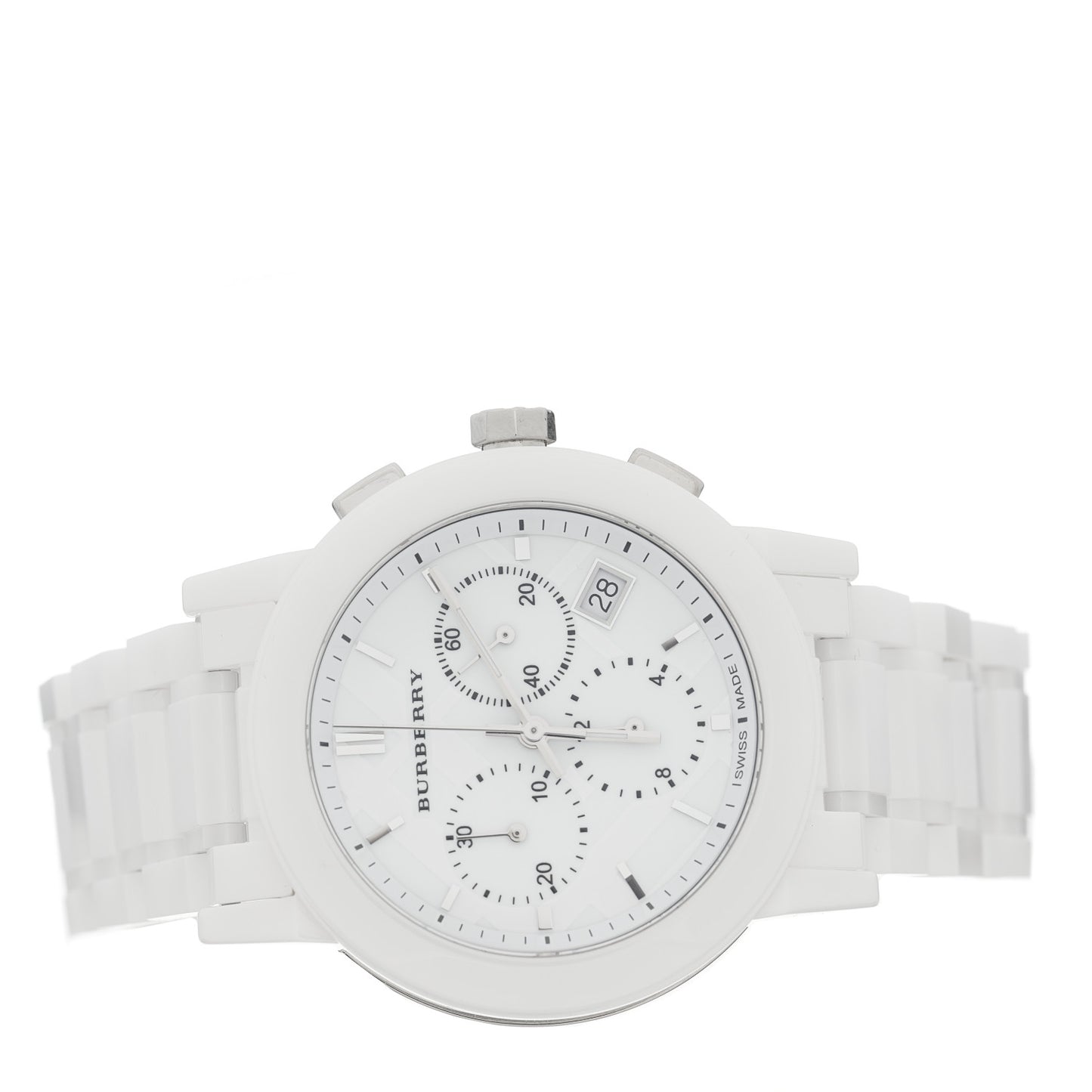 Stainless Steel Ceramic 38mm Chronograph Quartz Watch White BU9080
