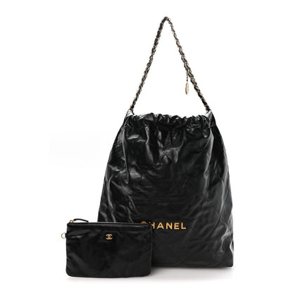 Chanel Shiny Calfskin Quilted Large Chanel 22 Black 3 of 11
