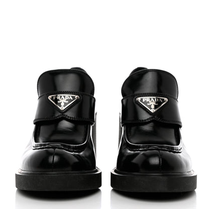 Prada Spazzolato Metal Triangle Logo 85mm Loafers 41 Black 2 of 13