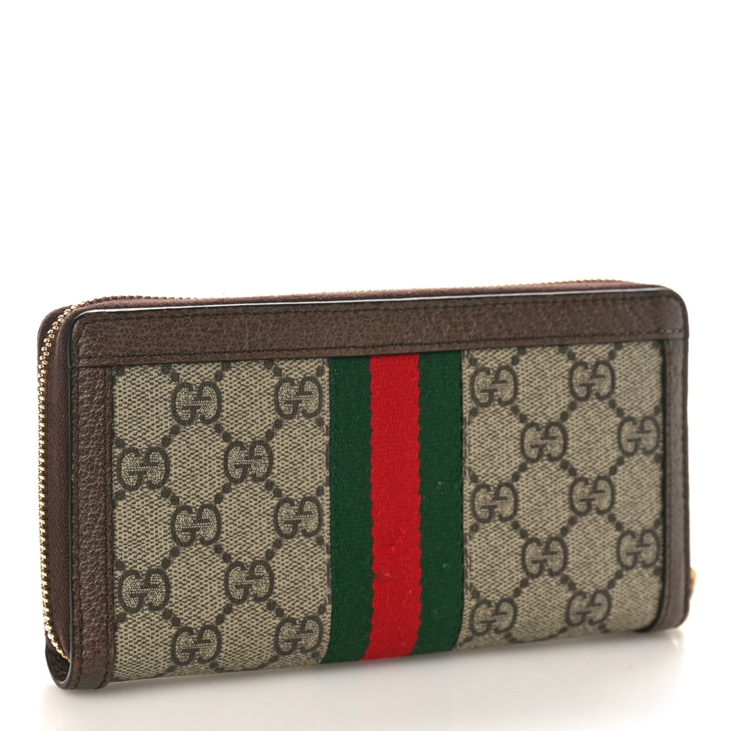 Gucci GG Supreme Monogram Web Ophidia Zip Around Wallet Brown 3 of 8