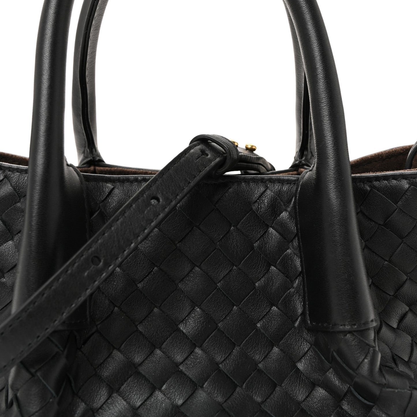 Calfskin Intrecciato Small Pinacoteca Tote Black Fondant