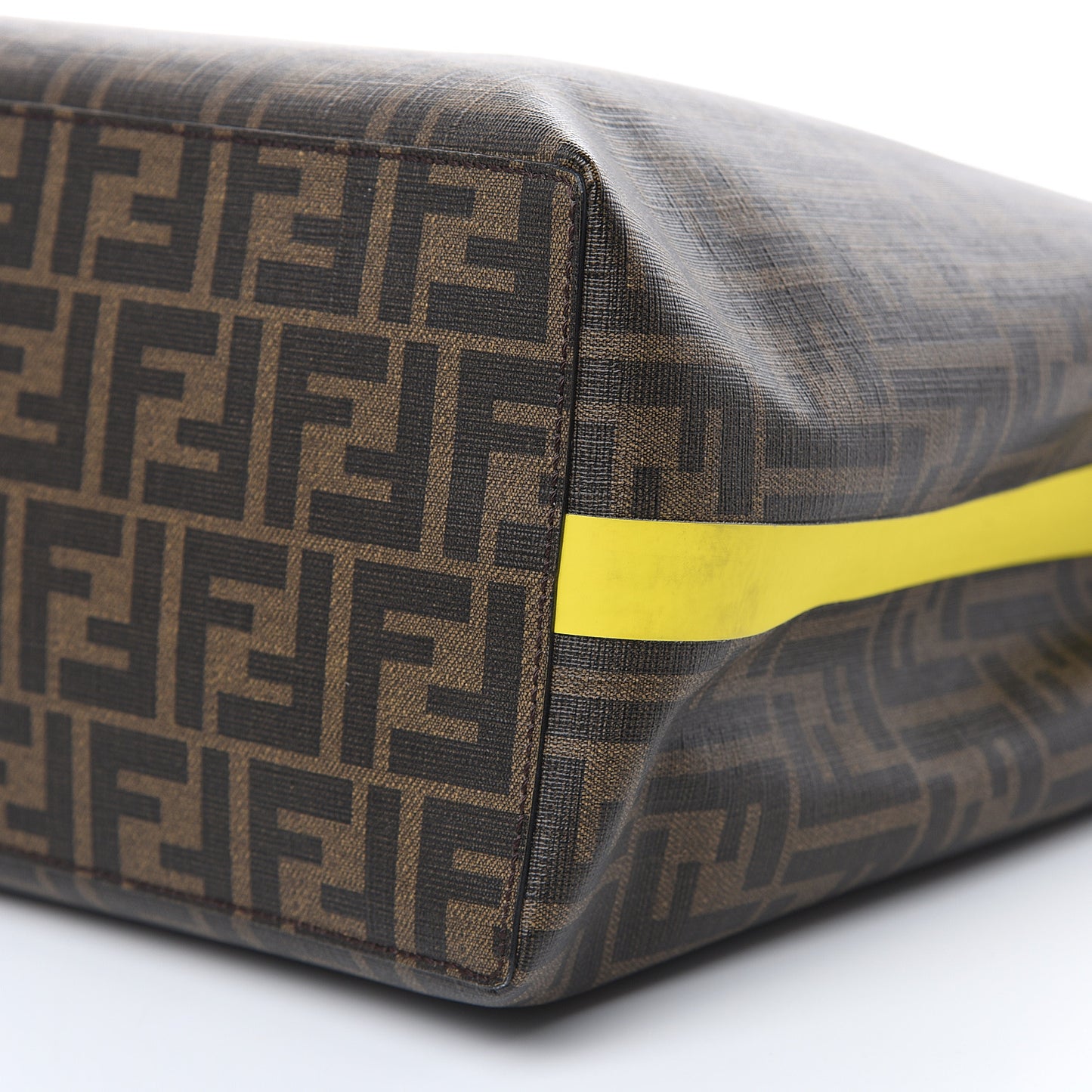 Glazed Fabric Vitello Century FF 1974 Roma Amor Tote Tobacco Moro Black Limone