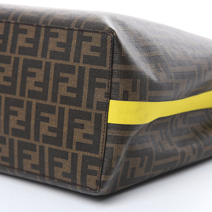 Fendi Glazed Fabric Vitello Century FF 1974 Roma Amor Tote Tobacco Moro Black Limone 12 of 13
