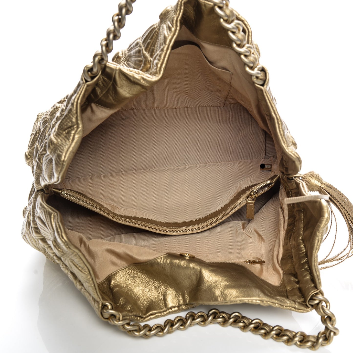 Calfskin Embroidered Ca D’Oro Tote Gold
