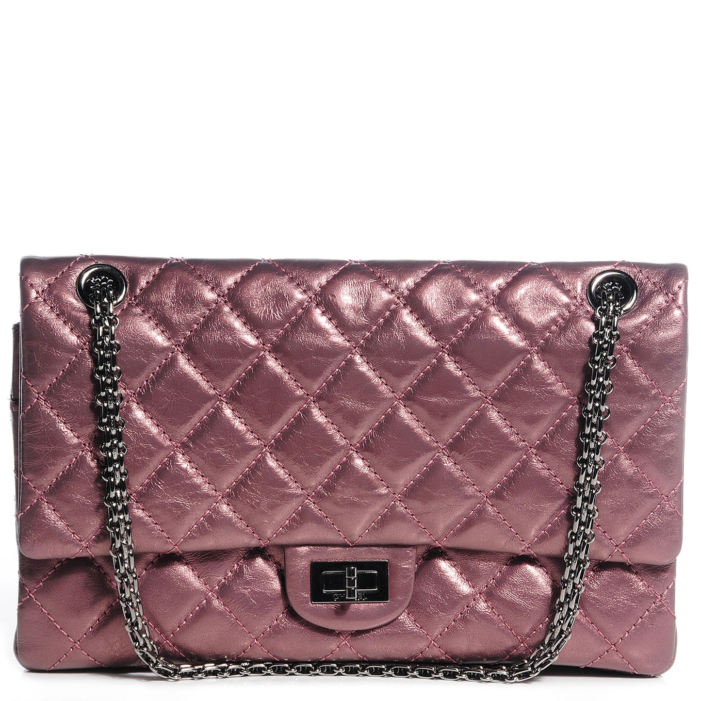 Calfskin 2.55 Reissue 226 Flap Metallic Rose Fonce