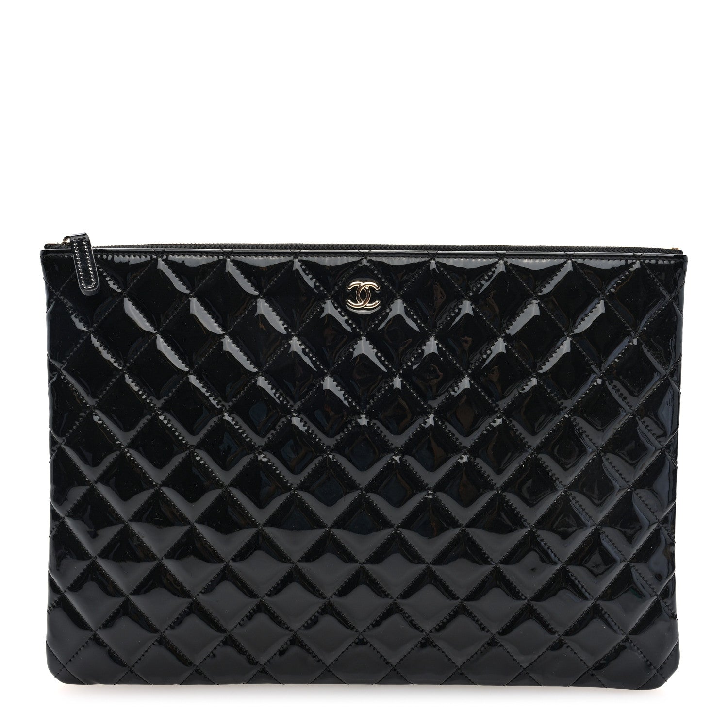 Chanel Patent Calfskin Quilted Large Cosmetic Case Black 1 of 7