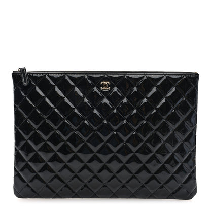 Chanel Patent Calfskin Quilted Large Cosmetic Case Black 1 of 7