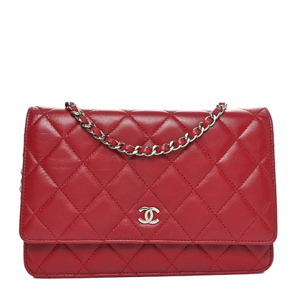 Chanel Lambskin Quilted Wallet On Chain WOC Red 1 of 11