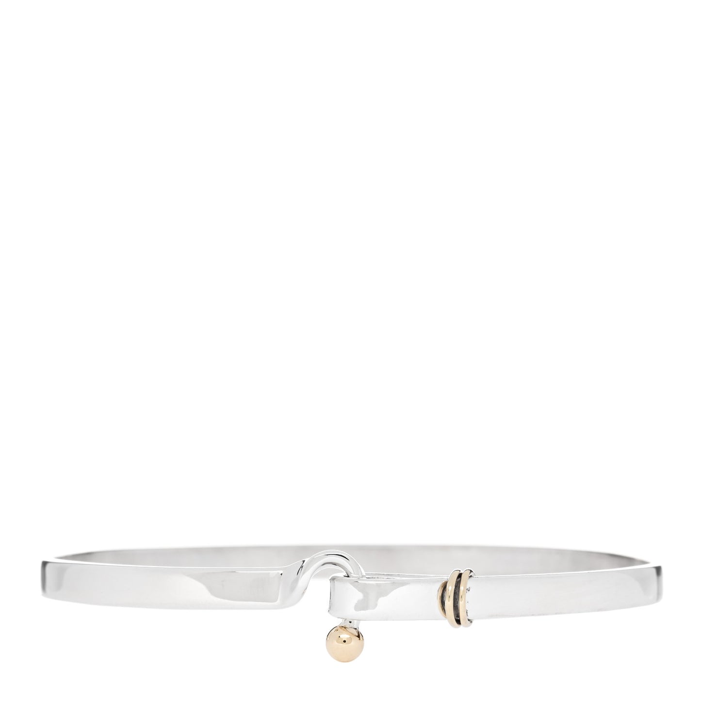 Sterling Silver 18K Yellow Gold Hook Eye Bangle Bracelet