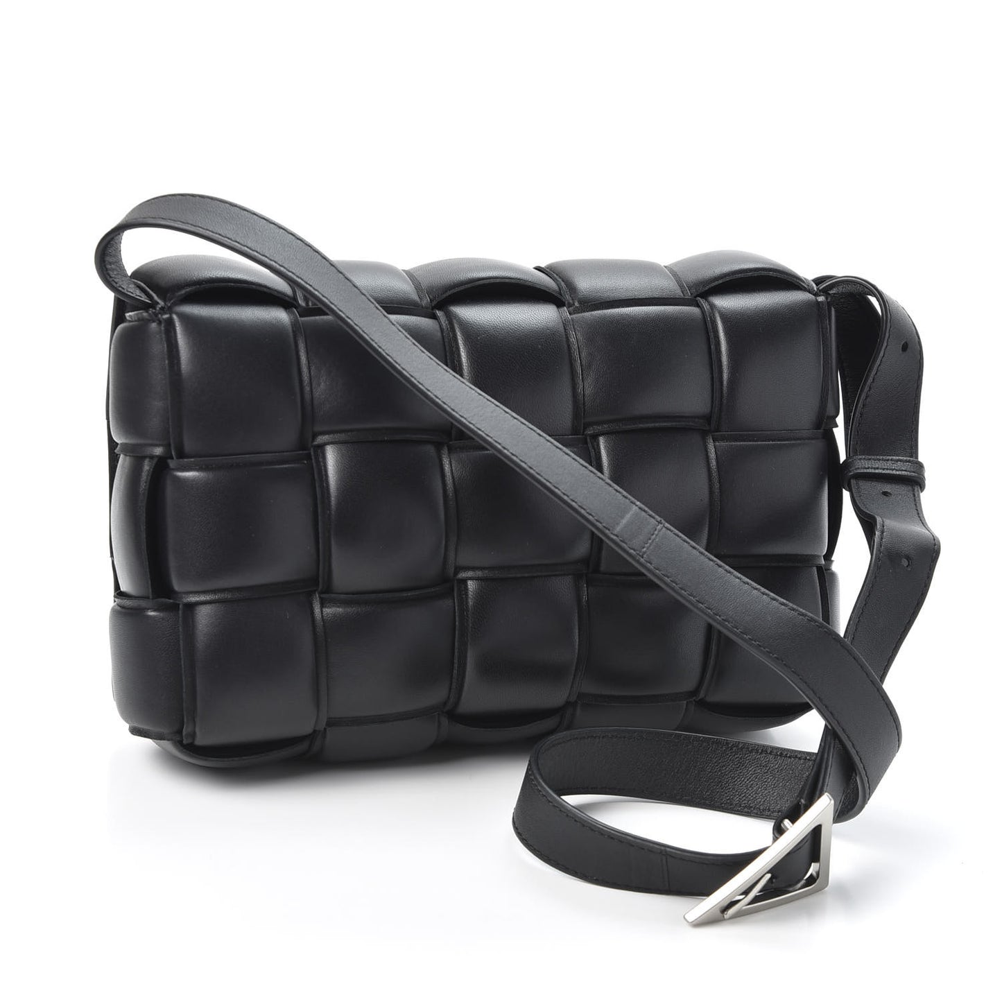 Nappa Maxi Intreccio Padded Cassette Crossbody Bag Black