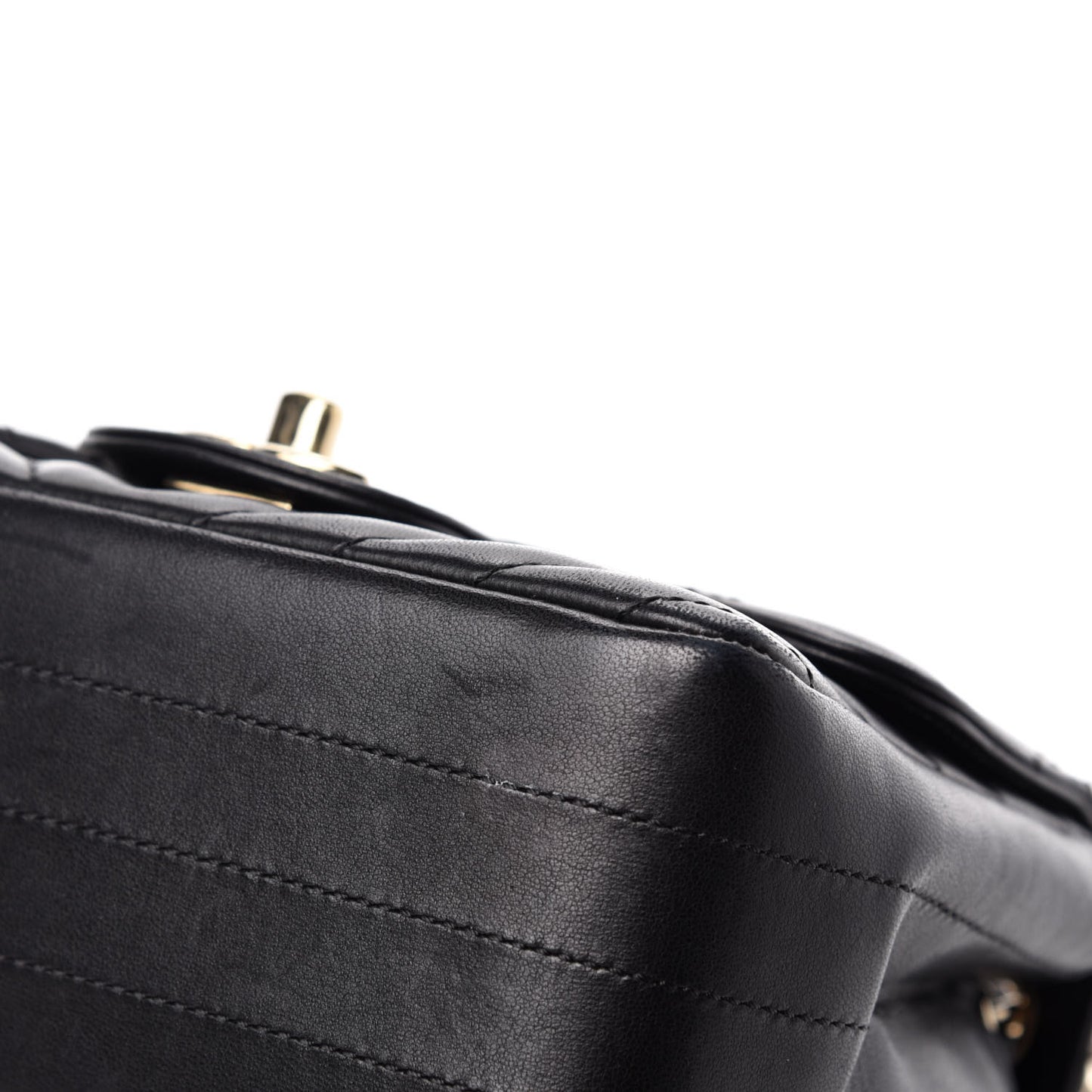 Lambskin Chevron Quilted Mini Square Flap Black
