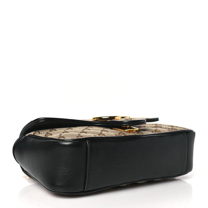 Gucci Monogram Matelasse Diagonal Mini GG Marmont Shoulder Bag Beige Black 4 of 11