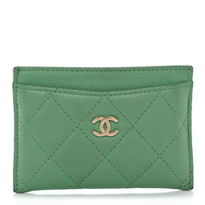 Chanel Caviar Quilted Card Holder Green 1 of 12