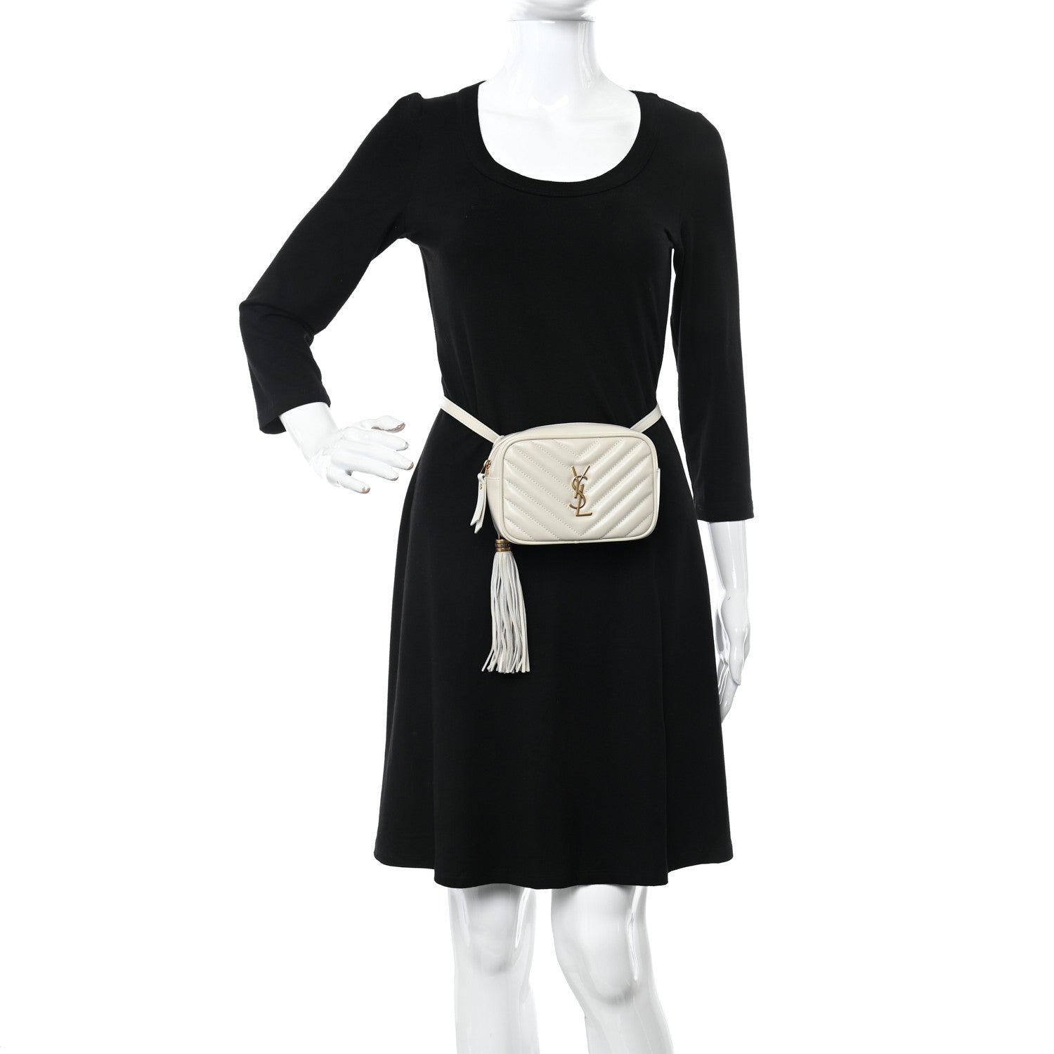 Saint Laurent Calfskin Matelasse Monogram Lou Belt Bag Ivory 2 of 11