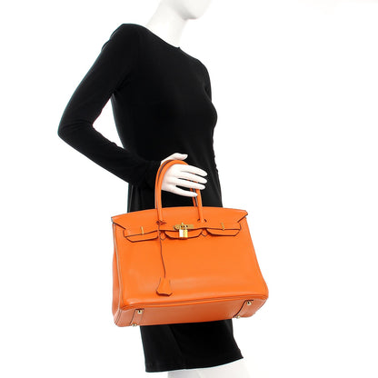 Hermes Taurillon Clemence Birkin 35 Orange 2 of 30