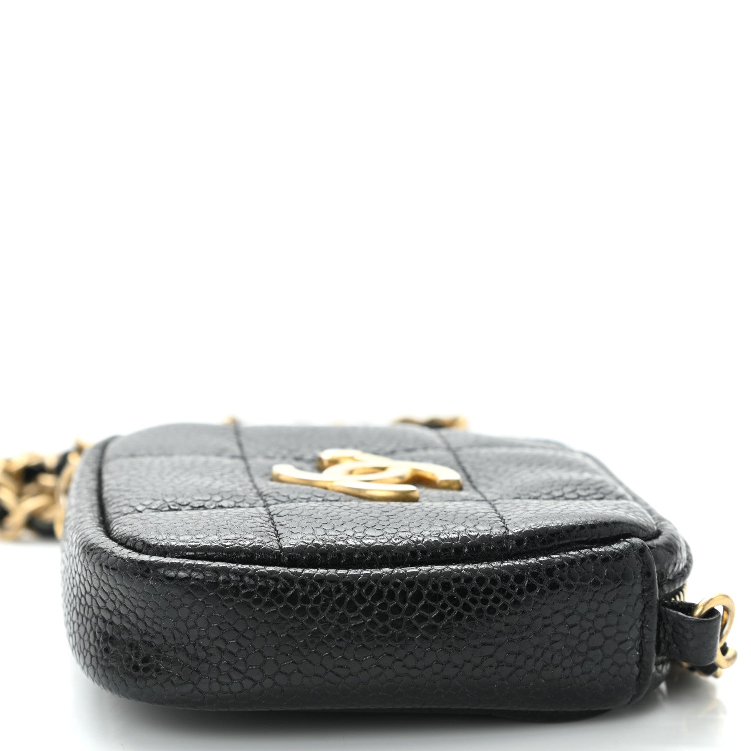 Chanel Caviar Quilted Diamond Coin Purse With Chain Black 9 of 9