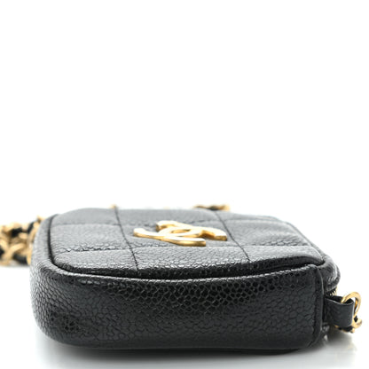 Chanel Caviar Quilted Diamond Coin Purse With Chain Black 9 of 9