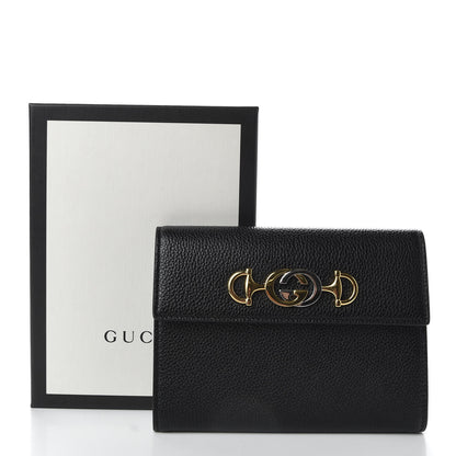Gucci Grainy Calfskin Zumi Flap Card Case Black 7 of 7