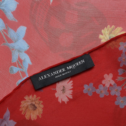 Alexander McQueen Silk Island Bouquet Scarf Red 5 of 5