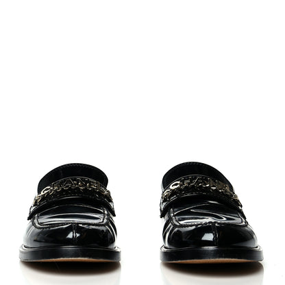 Chanel Shiny Calfskin Logo Loafers 40.5 Black 2 of 11