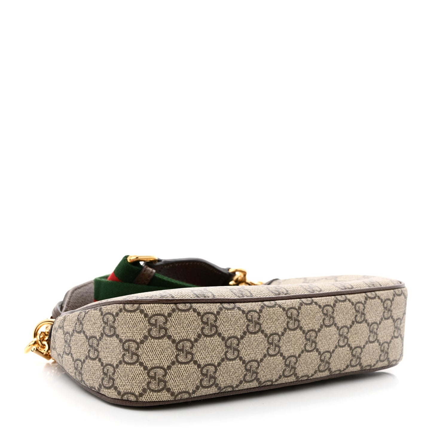 GG Supreme Monogram Textured Dollar Calfskin Web Small Ophidia GG Handbag Beige Ebony New Acero