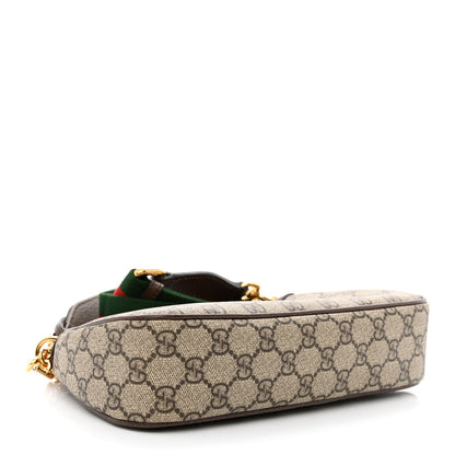 Gucci GG Supreme Monogram Textured Dollar Calfskin Web Small Ophidia GG Handbag Beige Ebony New Acero 4 of 10