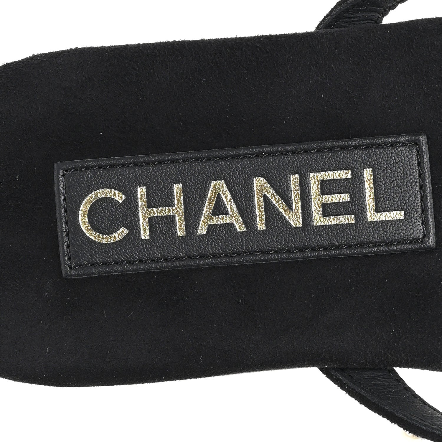 Chanel Suede Pearl Strass CC Thong Sandals 35.5 Black 1727882