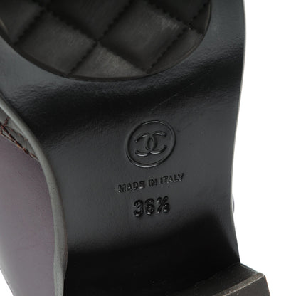 Chanel Calfskin Quilted CC Mules 36.5 Burgundy Brown 6 of 8