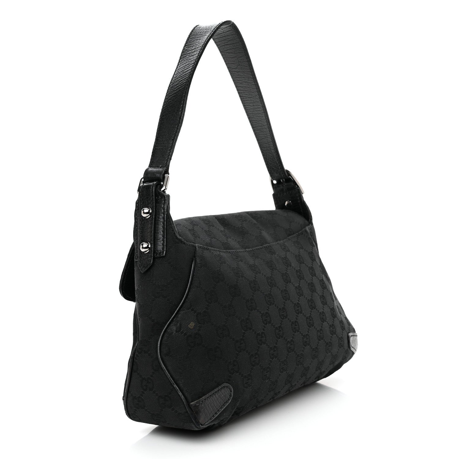 Gucci Monogram Horsebit Chain Flap Shoulder Bag Black 3 of 18