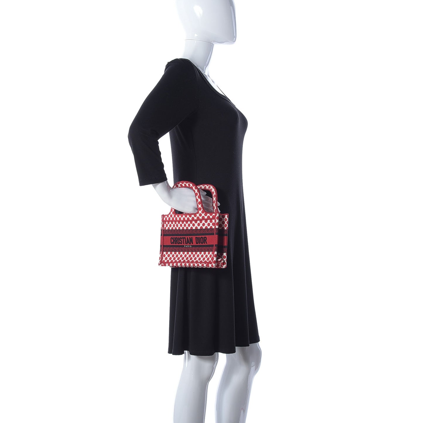 Canvas DiorAmour Dots Mini Book Tote Red