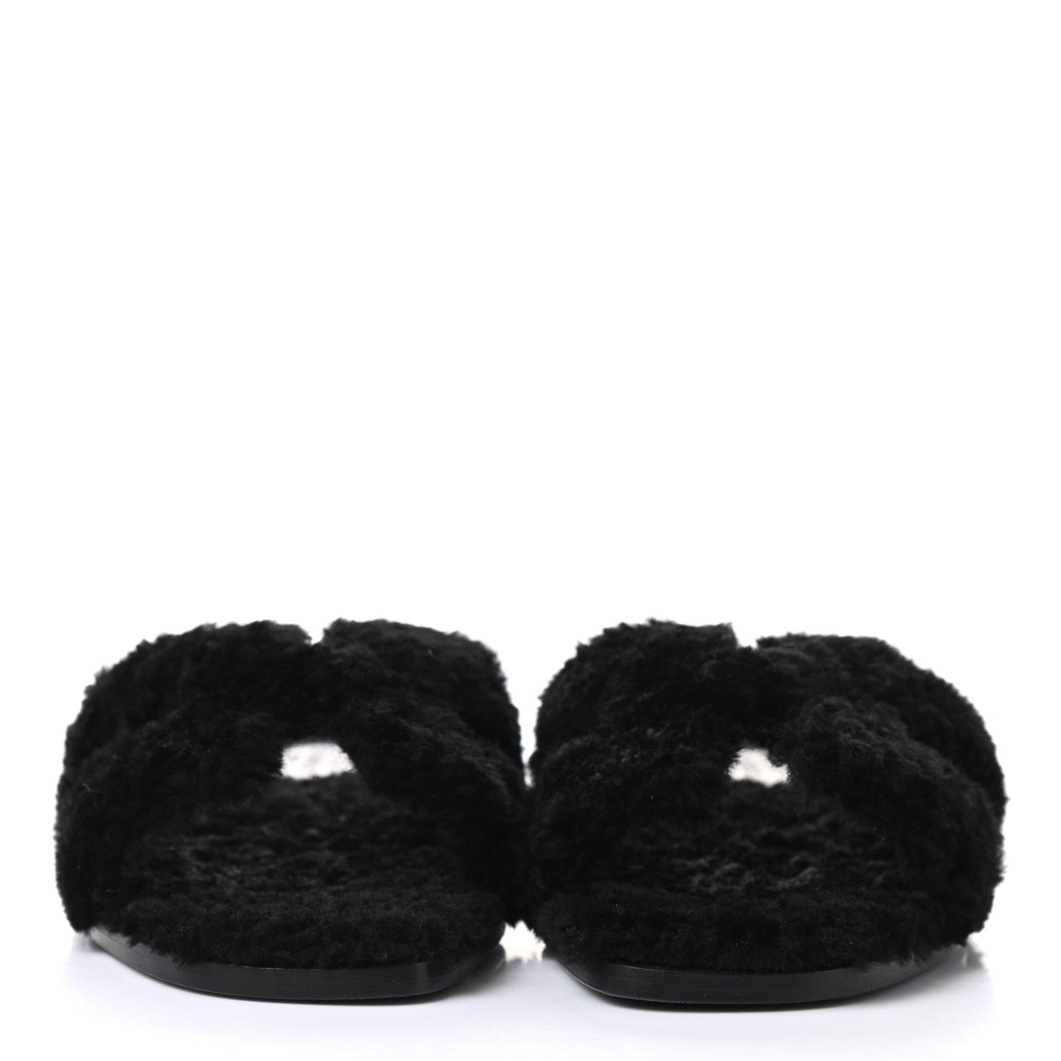 Hermes Woolskin Oran Sandals 37 Black 2 of 8