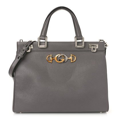 Gucci Grainy Calfskin Medium Zumi Top Handle Bag Dusty Grey 1 of 8