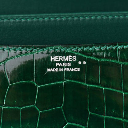 Hermes Shiny Niloticus Crocodile Constance Elan 25 Vert Emeraude 6 of 10