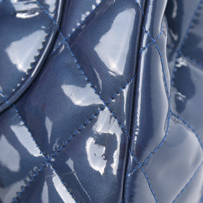 Chanel Patent Quilted Jumbo Double Flap Blue 12 of 20