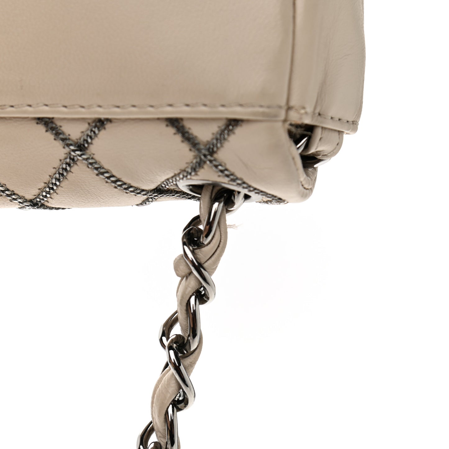 Lambskin Chain Single Flap Beige