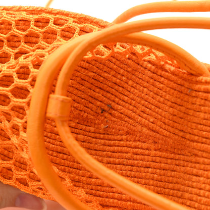 Bottega Veneta Mesh Lambskin Sporty Web Stretch Ankle Tie Espadrilles 39 Tangerine 8 of 14