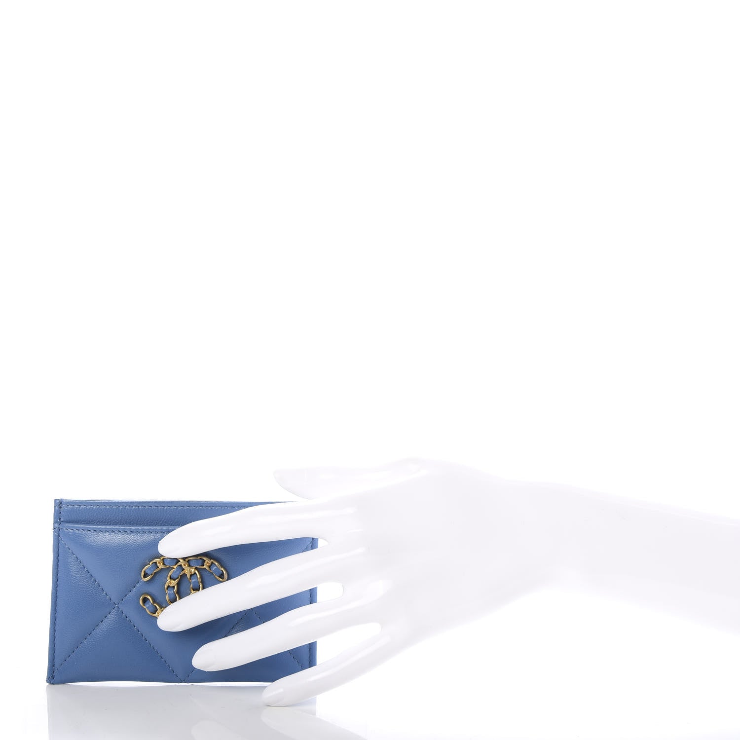 Chanel Lambskin Quilted 19 Card Holder Blue 2 of 9