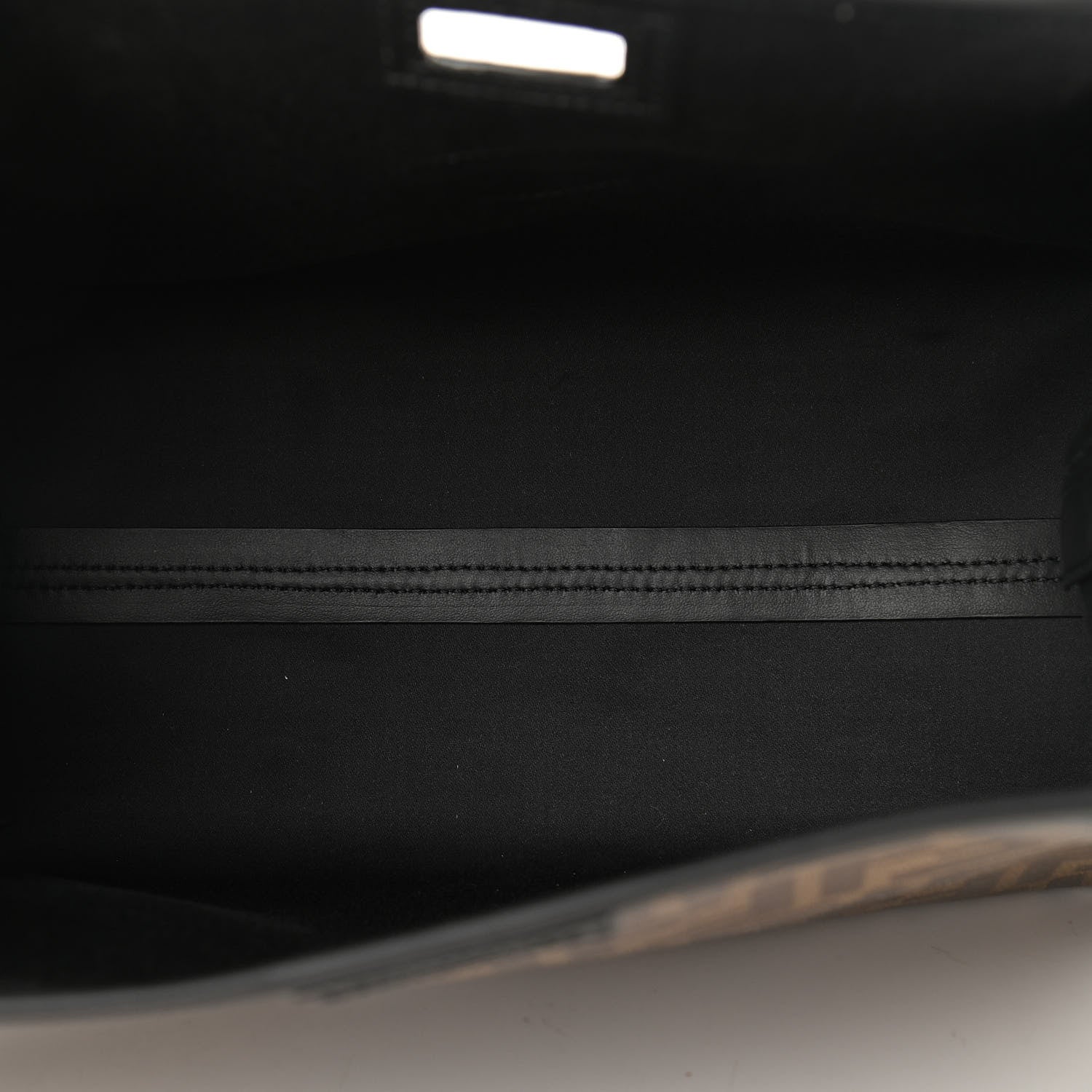 Fendi Glazed Fabric Vitello Century FF 1974 Stamp Patch Mini Peekaboo Defender Cover Mogano Panna Black 5 of 10
