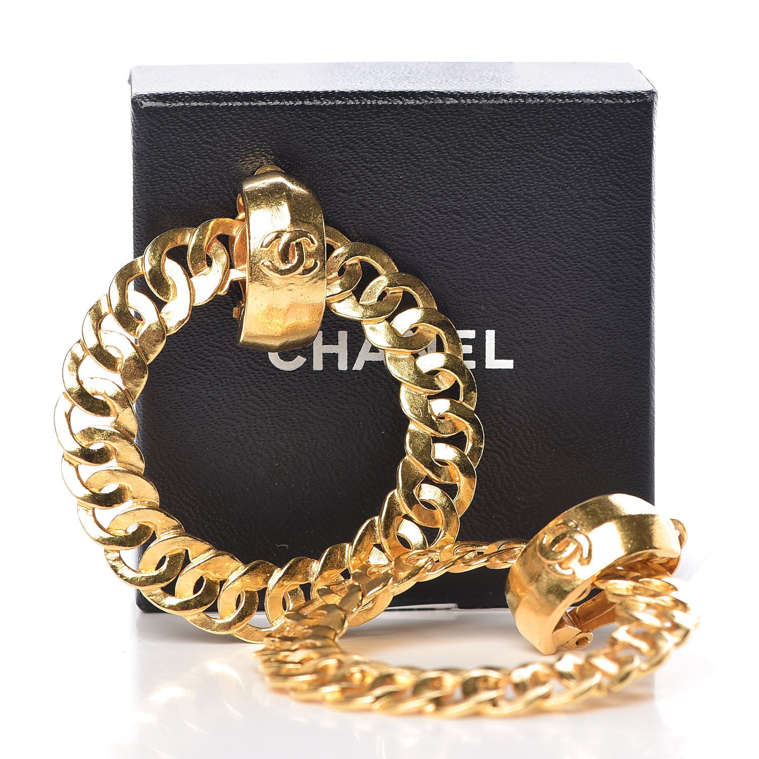 Chanel CC Chain Hoop Clip On Earrings Gold 6 of 6