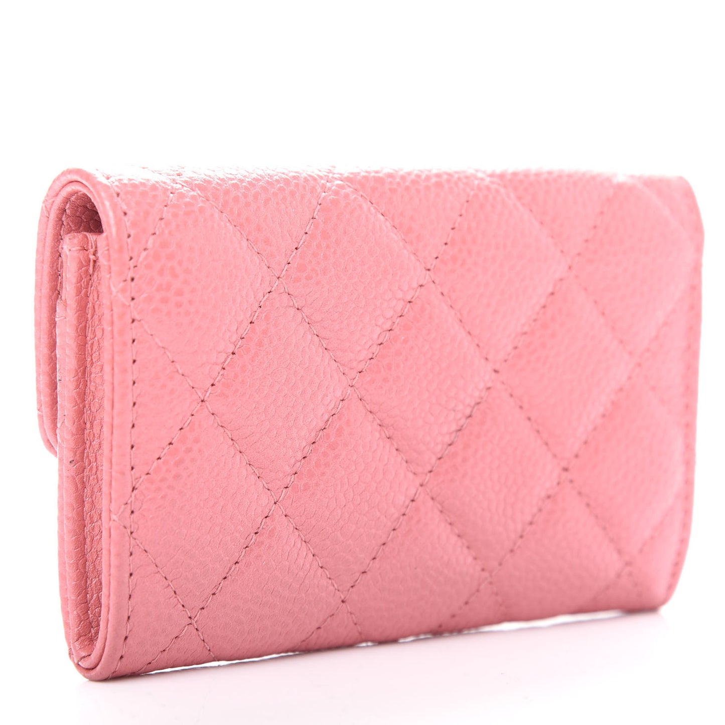 Caviar Quilted Flap Card Holder Pink