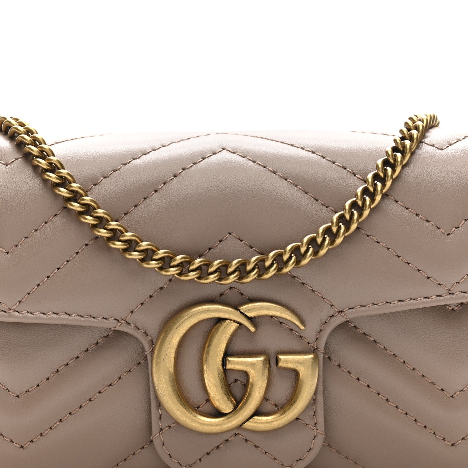 Gucci Calfskin Matelasse Super Mini GG Marmont Shoulder Bag Porcelain Rose 8 of 10