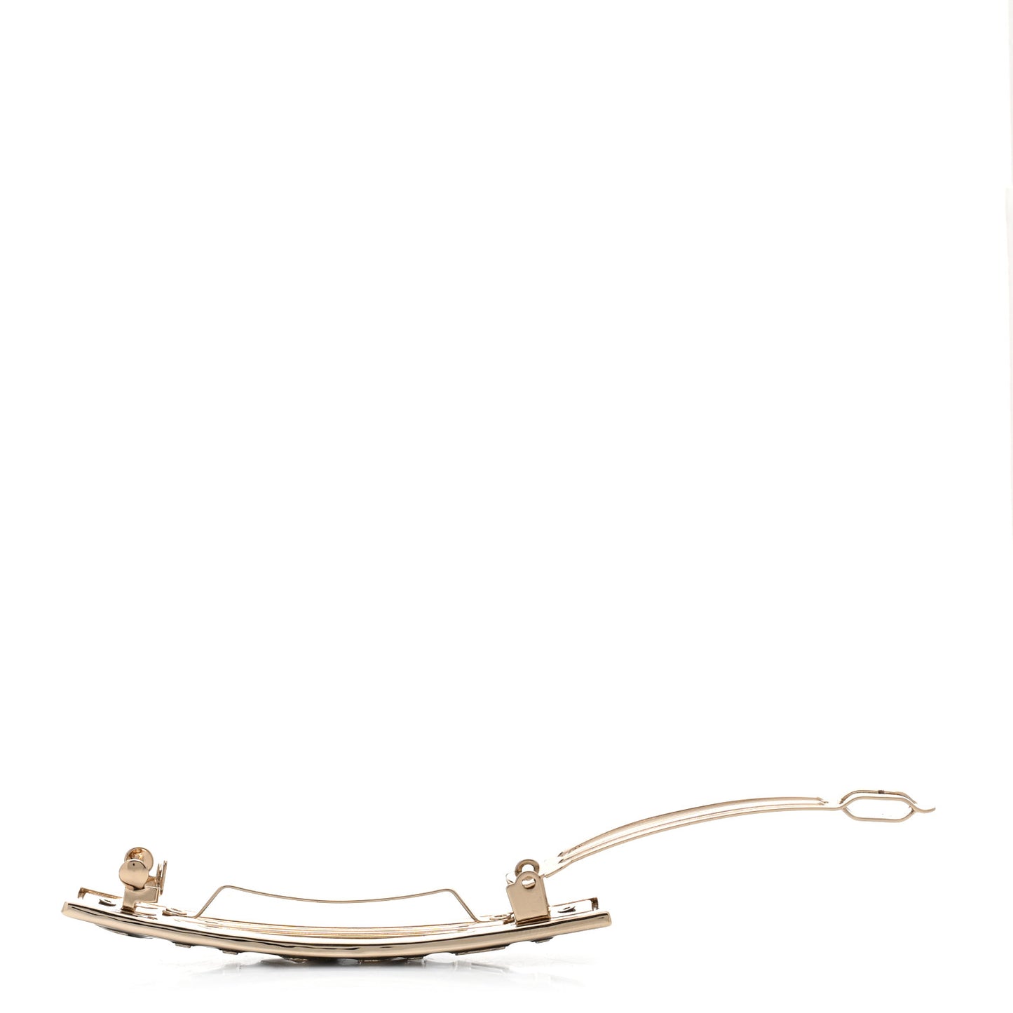 Metal Enamel Logo Hair Clip Gold Black White