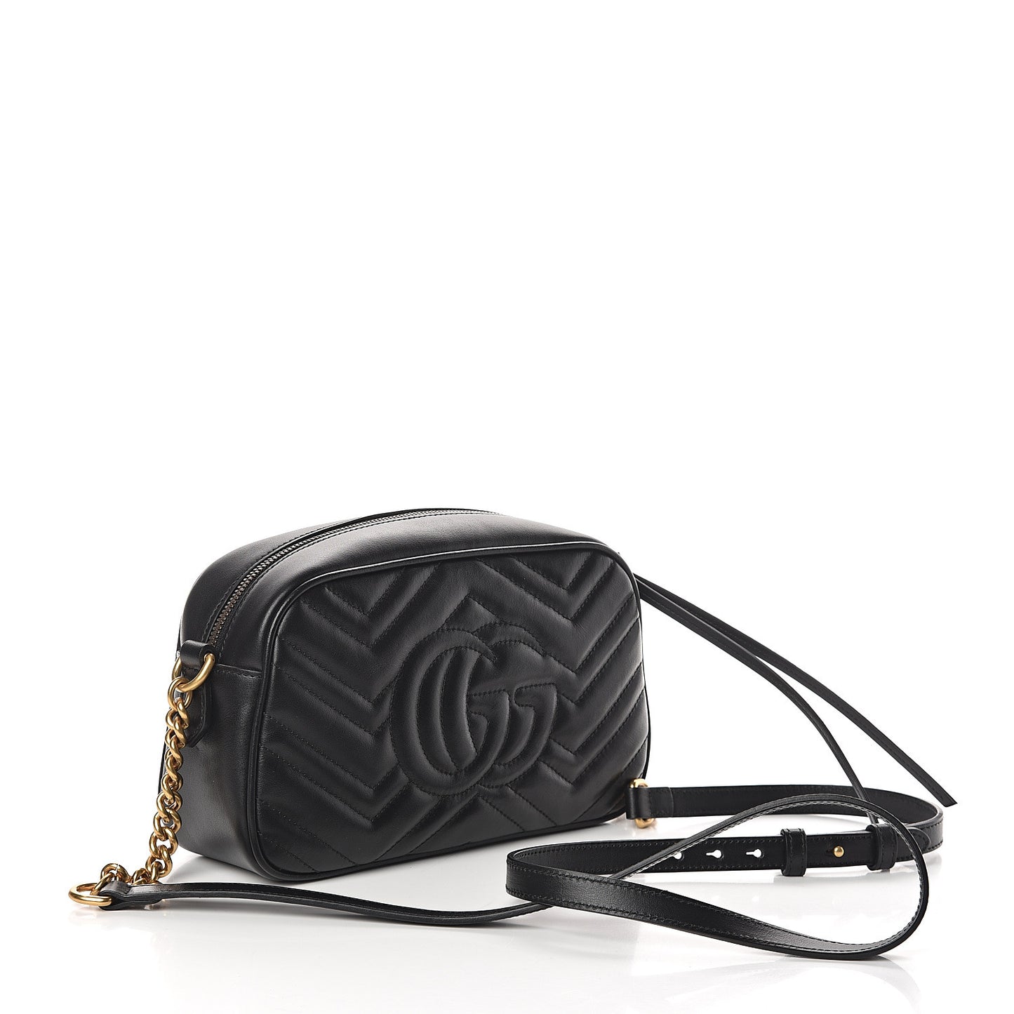 Calfskin Matelasse Small GG Marmont Chain Shoulder Bag Black
