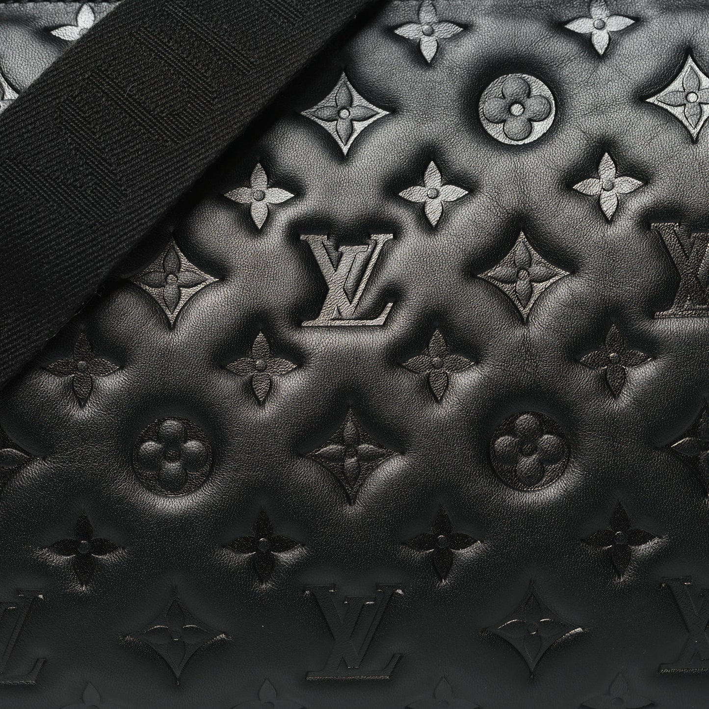 Lambskin Embossed Monogram Coussin PM Black