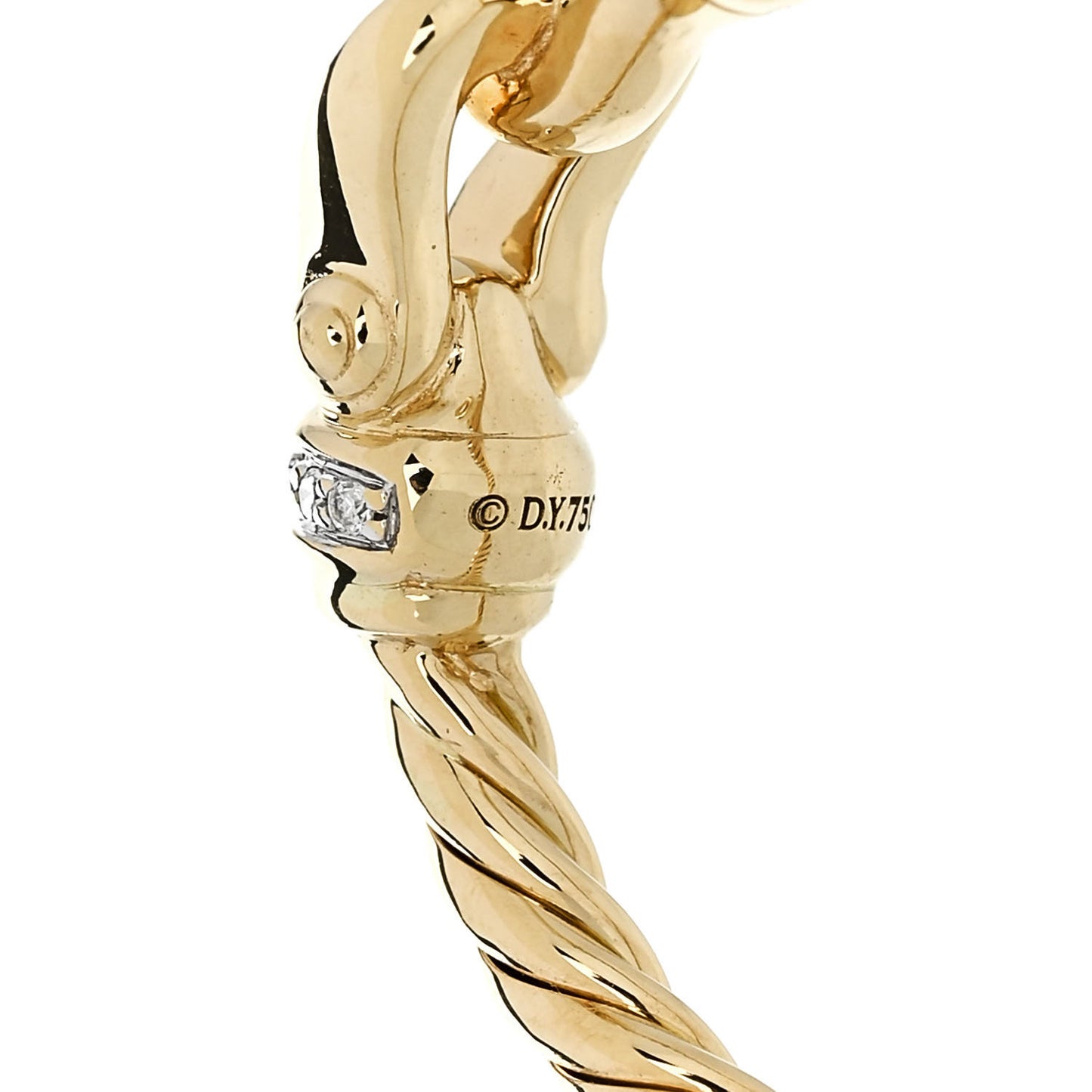 18K Yellow Gold Diamond Petite Buckle Cable Ring 52 6