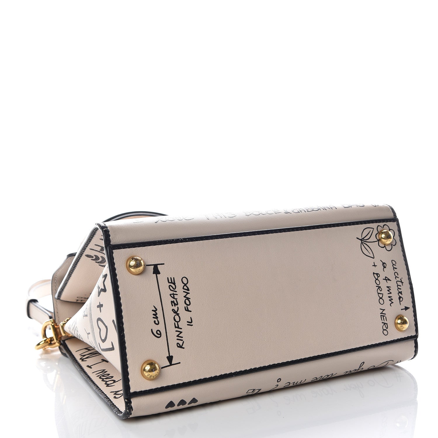 Dolce & Gabbana Calfskin Graffiti Printed Welcome Satchel White Black 5 of 13