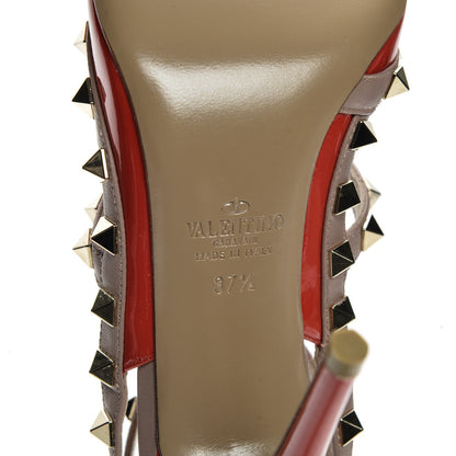 Valentino Garavani Patent Rockstud Ankle Strap 100mm Pumps 37.5 Rosso Valentino Poudre 7 of 7