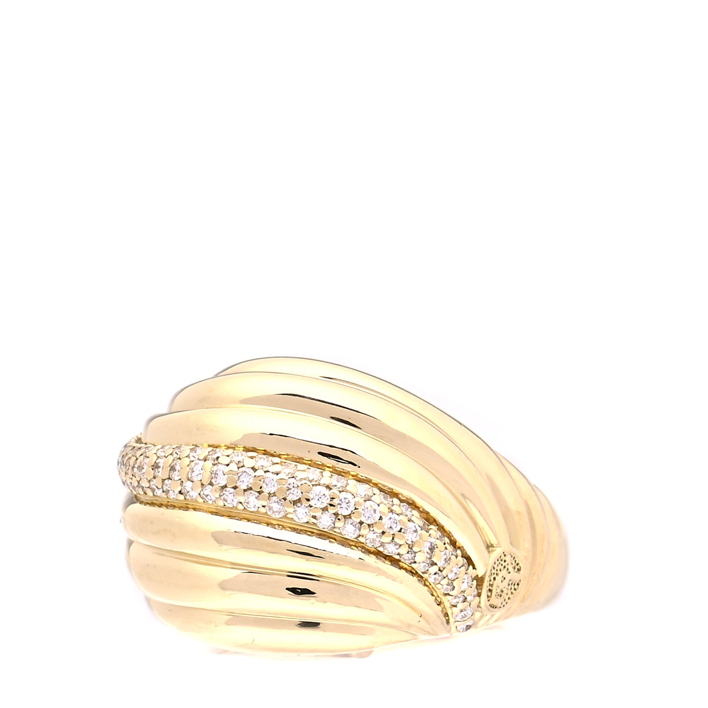 18K Yellow Gold Diamond Sculpted Cable Ring 56 7.5