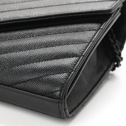 Saint Laurent Grain De Poudre Matelasse Chevron Monogram Chain Wallet Black 8 of 8